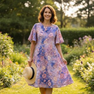 Bavlnená látka TIE DYE EMBROIDERY Flora design C