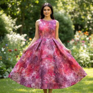 Bavlnená látka TIE DYE EMBROIDERY Flora design D