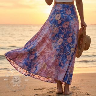 Bavlnená látka TIE DYE EMBROIDERY Flora design C