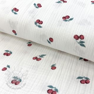 Dvojitá gázovina/mušelín Fruits cherry ORGANIC