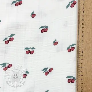 Dvojitá gázovina/mušelín Fruits cherry ORGANIC