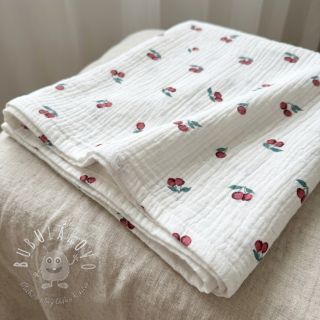 Dvojitá gázovina/mušelín Fruits cherry ORGANIC