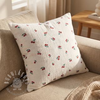 Dvojitá gázovina/mušelín Fruits cherry ORGANIC