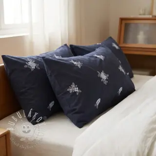 Bavlnená látka VOILE EMBROIDERY Flowers navy