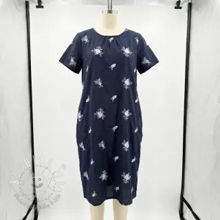 Bavlnená látka VOILE EMBROIDERY Flowers navy