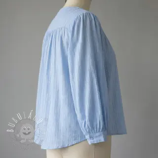 Bavlnená látka VOILE LUREX Stripes light blue