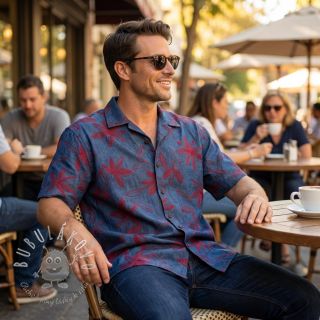 Bavlnená látka JEANS Embroidery Flowers burgundy