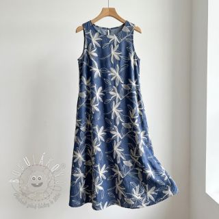 Bavlnená látka JEANS Embroidery Flowers white