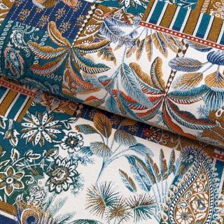 Dekoračná látka jacquard Basmati allover bleu