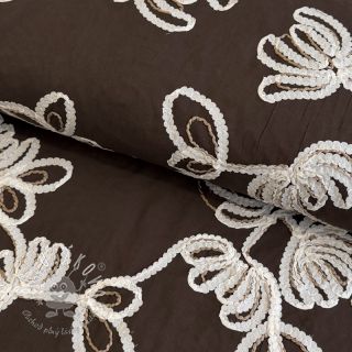 Bavlnená látka EMBROIDERY Loom En Light brown