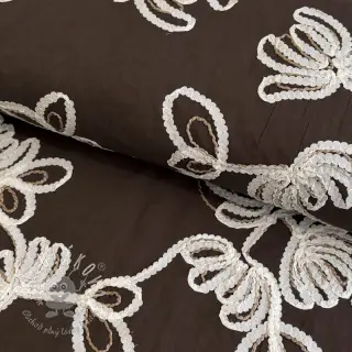 Bavlnená látka EMBROIDERY Loom En Light brown