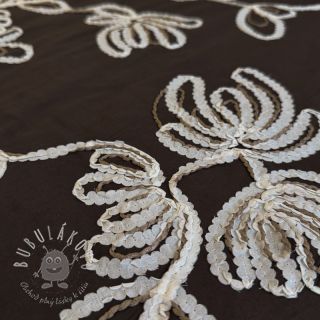 Bavlnená látka EMBROIDERY Loom En Light brown