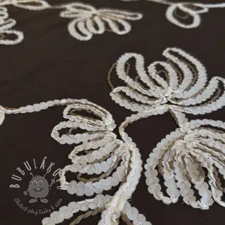 Bavlnená látka EMBROIDERY Loom En Light brown