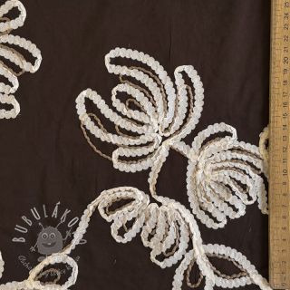 Bavlnená látka EMBROIDERY Loom En Light brown
