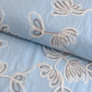Bavlnená látka EMBROIDERY Loom En Light baby blue