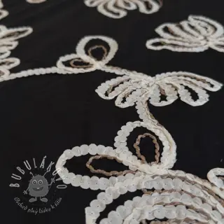Bavlnená látka EMBROIDERY Loom En Light black