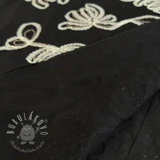 Bavlnená látka EMBROIDERY Loom En Light black