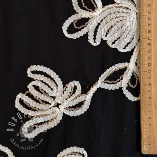 Bavlnená látka EMBROIDERY Loom En Light black