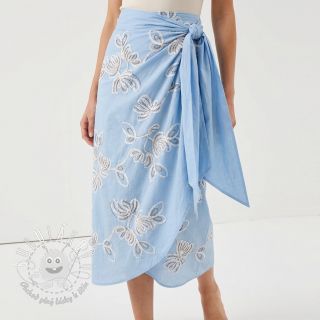 Bavlnená látka EMBROIDERY Loom En Light baby blue