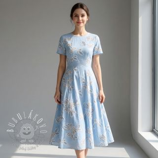 Bavlnená látka EMBROIDERY Loom En Light baby blue