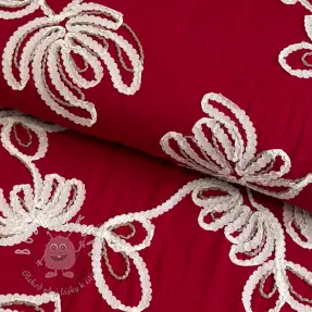 Bavlnená látka EMBROIDERY Loom En Light red