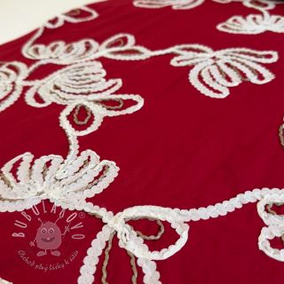 Bavlnená látka EMBROIDERY Loom En Light red