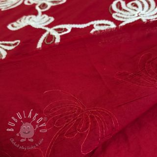 Bavlnená látka EMBROIDERY Loom En Light red