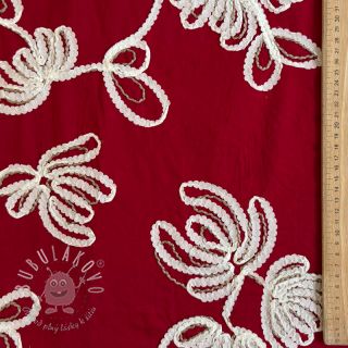 Bavlnená látka EMBROIDERY Loom En Light red