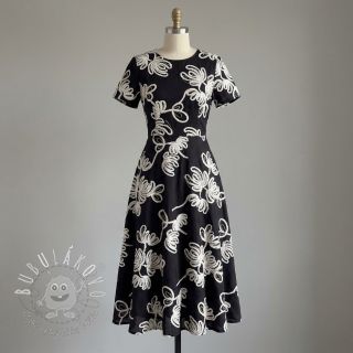 Bavlnená látka EMBROIDERY Loom En Light black