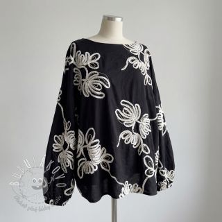 Bavlnená látka EMBROIDERY Loom En Light black