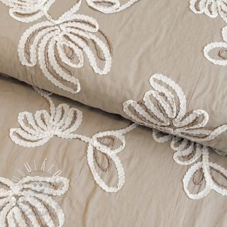 Bavlnená látka EMBROIDERY Loom En Light natural