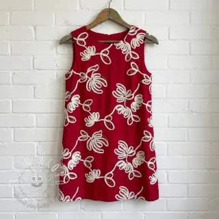 Bavlnená látka EMBROIDERY Loom En Light red