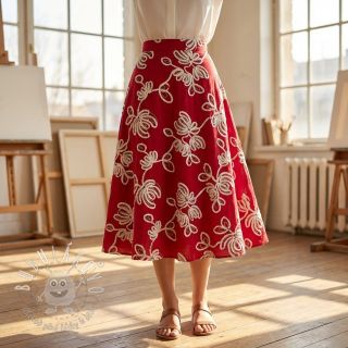 Bavlnená látka EMBROIDERY Loom En Light red