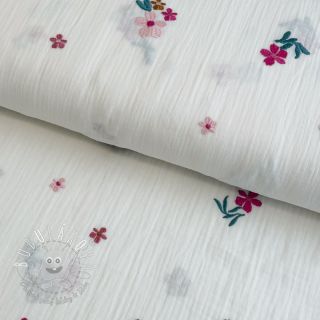 Dvojitá gázovina/mušelín EMBROIDERY Flowers MIA camel