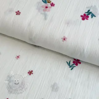 Dvojitá gázovina/mušelín EMBROIDERY Flowers MIA camel