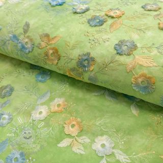 Bavlnená látka TIE DYE EMBROIDERY Poppy design V