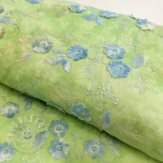 Bavlnená látka TIE DYE EMBROIDERY Poppy design V