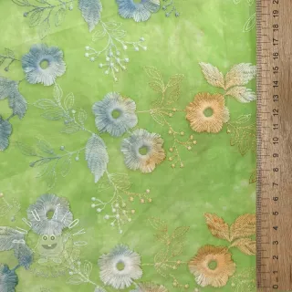 Bavlnená látka TIE DYE EMBROIDERY Poppy design V