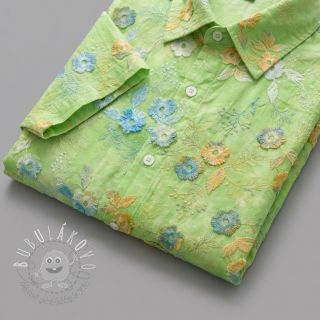 Bavlnená látka TIE DYE EMBROIDERY Poppy design V