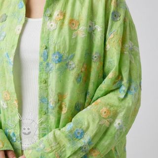 Bavlnená látka TIE DYE EMBROIDERY Poppy design V