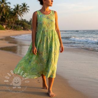 Bavlnená látka TIE DYE EMBROIDERY Poppy design V