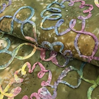 Bavlnená látka TIE DYE EMBROIDERY Elise tape design A
