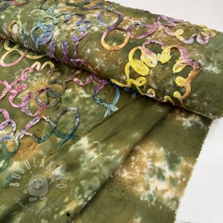 Bavlnená látka TIE DYE EMBROIDERY Elise tape design A