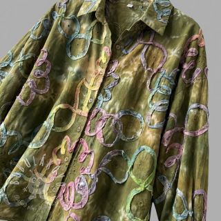 Bavlnená látka TIE DYE EMBROIDERY Elise tape design A