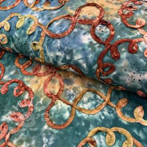 Bavlnená látka TIE DYE EMBROIDERY Elise tape design C