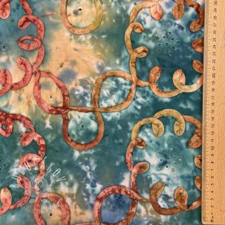 Bavlnená látka TIE DYE EMBROIDERY Elise tape design C