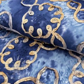 Bavlnená látka TIE DYE EMBROIDERY Elise tape design D