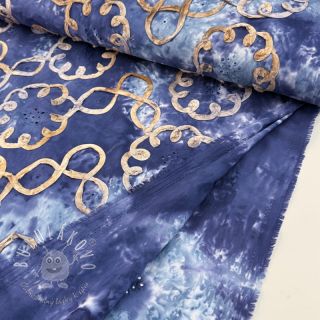 Bavlnená látka TIE DYE EMBROIDERY Elise tape design D