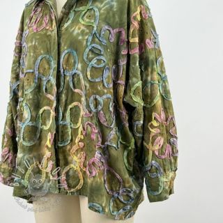 Bavlnená látka TIE DYE EMBROIDERY Elise tape design A