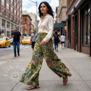 Bavlnená látka TIE DYE EMBROIDERY Elise tape design A